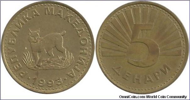 Macedonia 5 Denari 1993