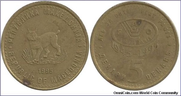 Macedonia 5 Denari 1995 FAO