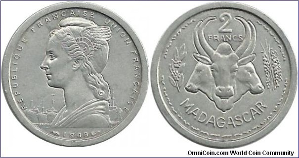 Madagascar 2 Francs 1948