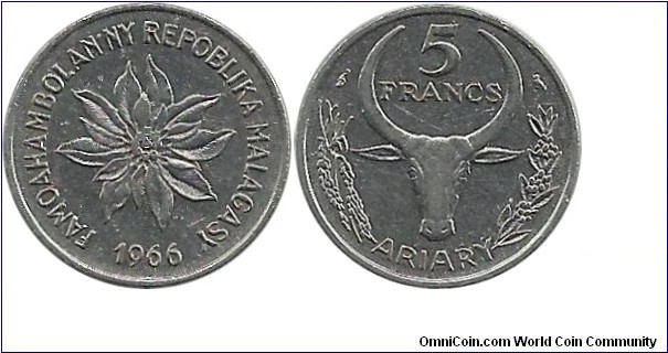 Madagascar 5 Francs 1966