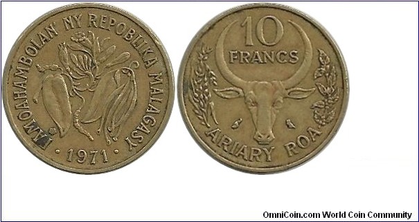 Madagascar 10 Francs 1971