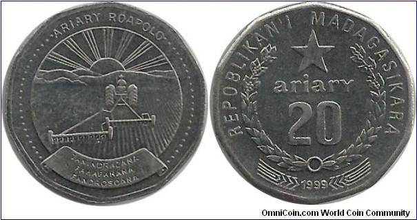 Madagascar 20 Ariary 1999