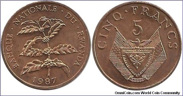 Rwanda 5 Francs 1987