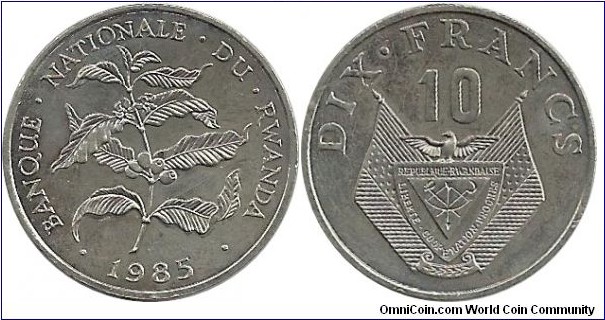 Rwanda 10 Francs 1985