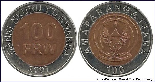 Rwanda 100 Francs 2007 - Banki Nkuru