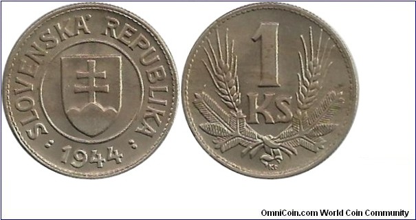 Slovakia 1 Slovakian Koruna 1944