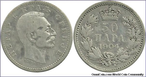 Serbia-Kingdom 50 Para 1904 - King Petar I (1903-1918)