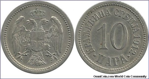 Serbia-Kingdom 10 Para 1912 - King Petar I (1903-1918)
