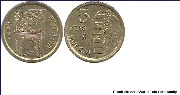 Spain 5 Pesetas 1999-Murcia