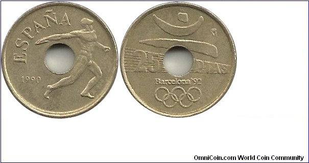 Spain 25 Pesetas 1990-Barcelona'92-discus thrower