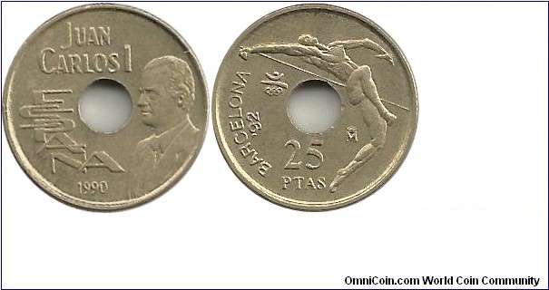 Spain 25 Pesetas 1990-Barcelona'92-high jumper