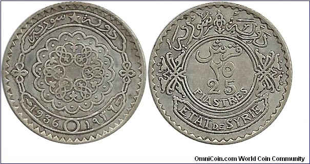 Syria 25 Piastres 1936