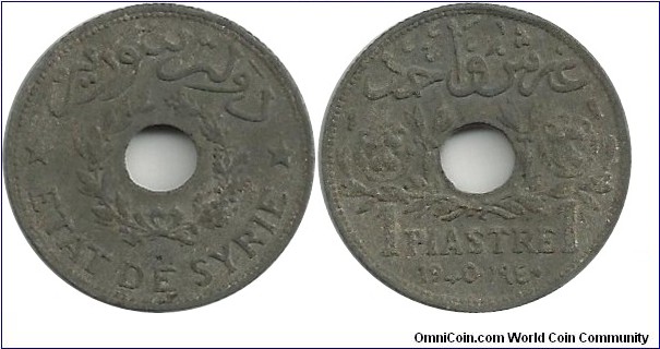 Syria 1 Piastre 1940-Zn