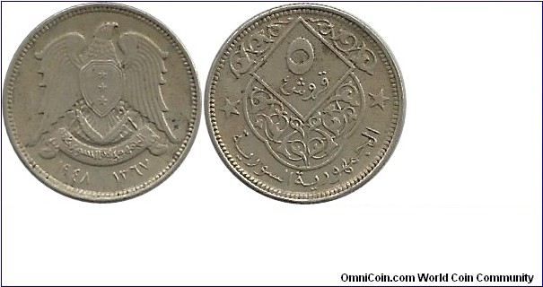 Syria 5 Piastres 1948