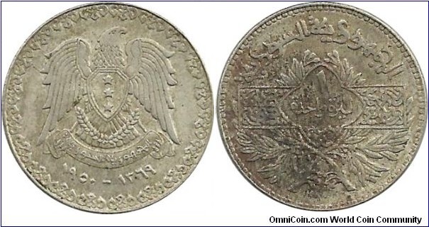 Syria 1 Lira 1950(Ag)