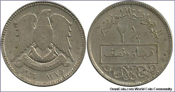 Syria 2½ Piastres 1956
