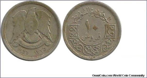 Syria 10 Piastres 1956