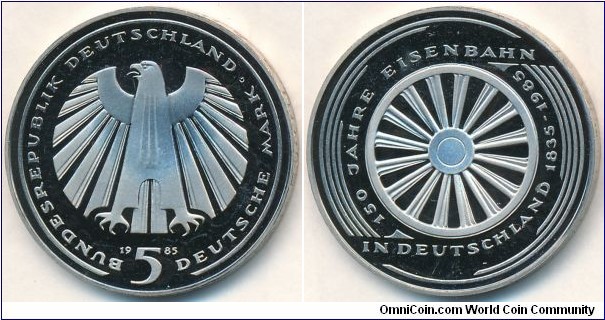 5 Mark - 150th Anniversary - German Railroad