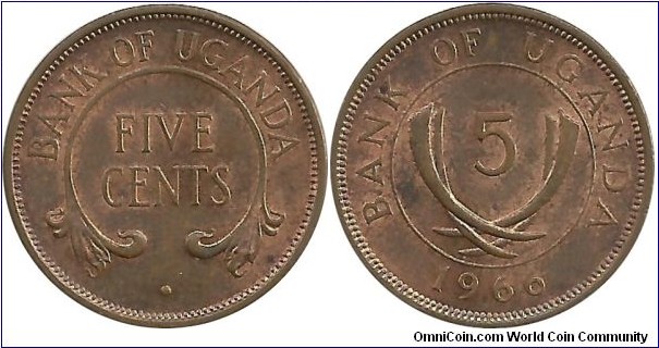 Uganda 5 Cents 1966