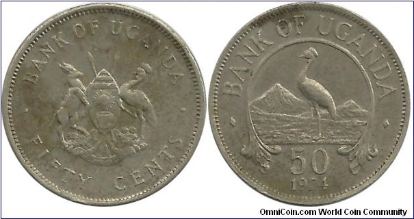 Uganda 50 Cents 1974