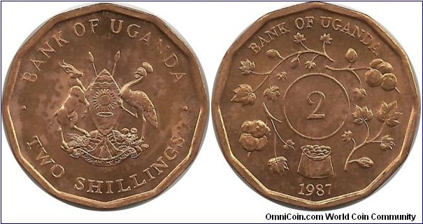 Uganda 2 Shillings 1987