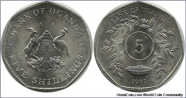 Uganda 5 Shillings 1987
