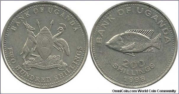 Uganda 200 Shillings 1998