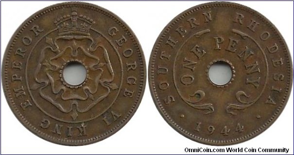 Southern Rhodesia 1 Penny 1944