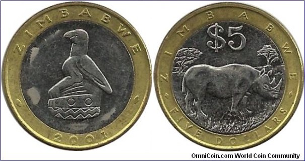 Zimbabwe 5 Dollars 2001