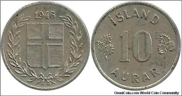 Iceland 10 Aurar 1946