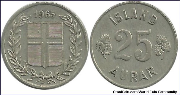 Iceland 25 Aurar 1965