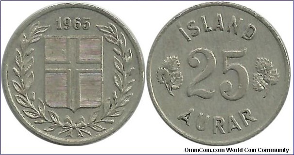 Iceland 25 Aurar 1965