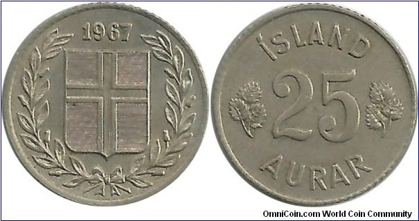 Iceland 25 Aurar 1967