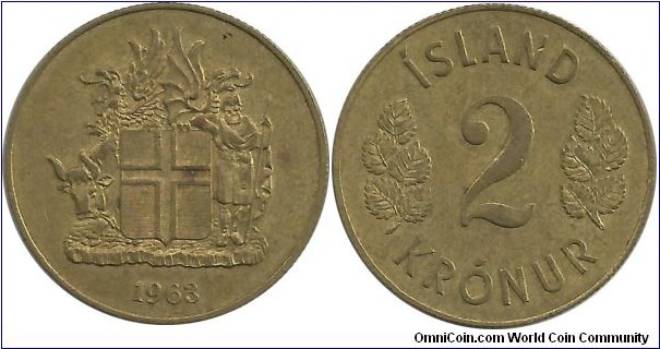 Iceland 2 Kronur 1963