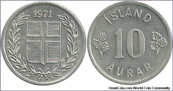 Iceland 10 Aurar 1971