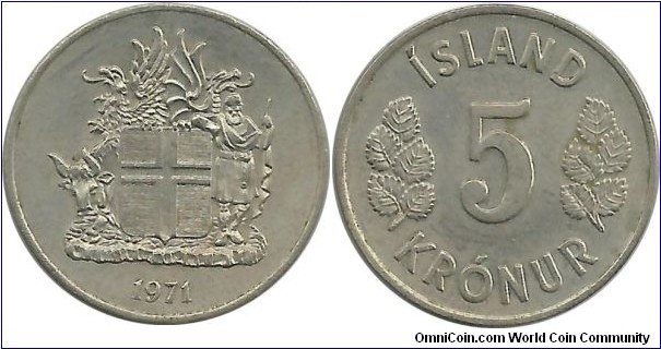 Iceland 5 Kronur 1971