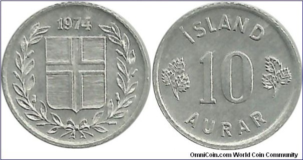 Iceland 10 Aurar 1974