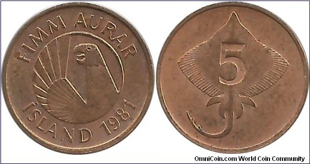 Iceland 5 Aurar 1981