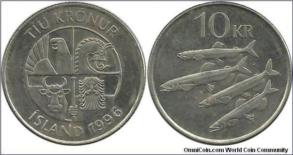 Iceland 10 Kronur 1996