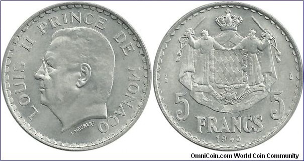 Monaco 5 Francs 1945