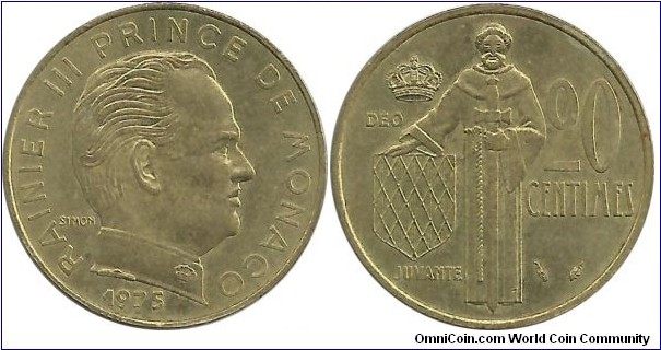Monaco 20 Centimes 1975