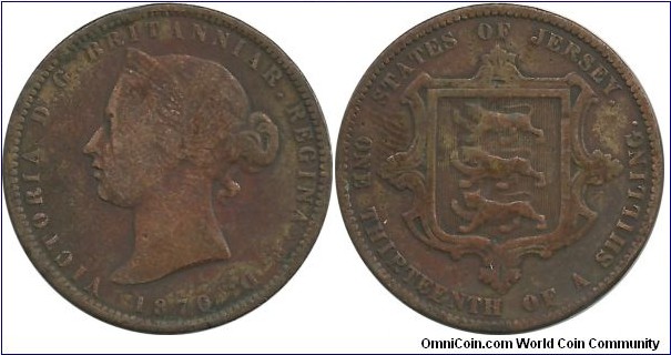 Jersey 1/13 Shilling 1870