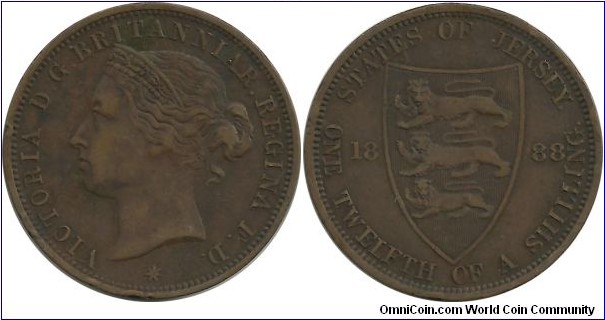 Jersey 1/12 Shilling 1888
