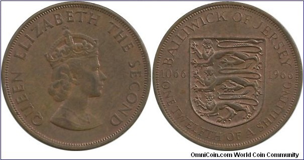 Jersey 1/12 Shilling 1966 - 900th Anniversary of the Norman invasion of England and the Battle of Hastings