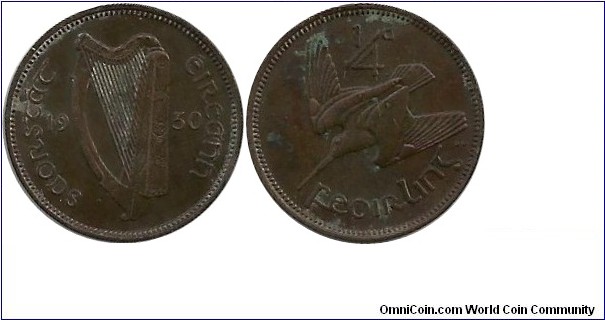 Ireland ¼ Penny 1930