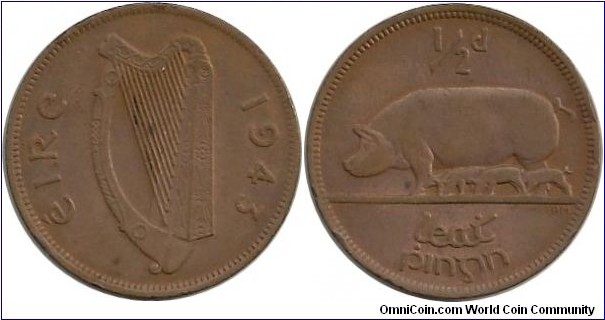 Ireland ½ Penny 1943