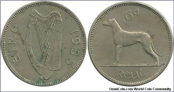Ireland 6 Pence 1955