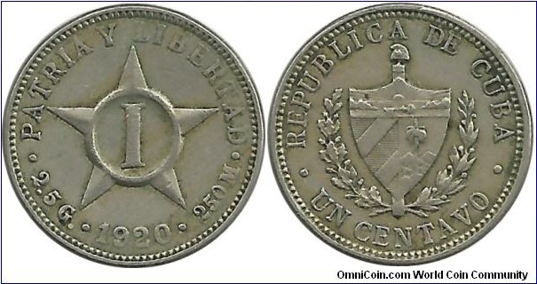 Cuba 1 Centavo 1920
