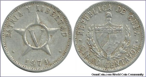 Cuba 5 Centavos 1971