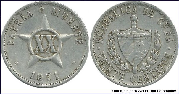 Cuba 20 Centavos 1971